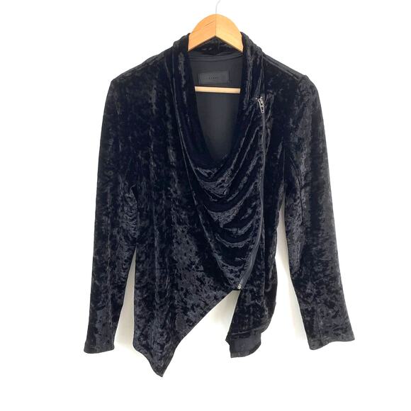 BLANKNYC Black Velour Wrap-Front Moto Jacket Women’s M - Picture 1 of 5
